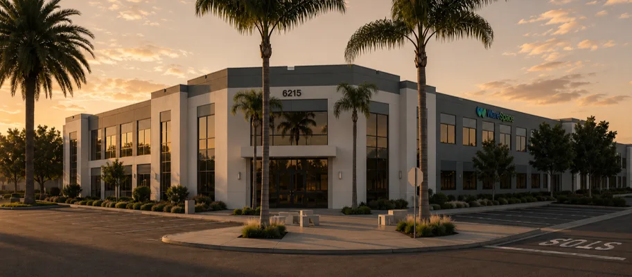 Exterior rendering of the future WareSpace Carlsbad location in North County San Diego