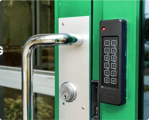 Keypad access lock on a WareSpace entry door