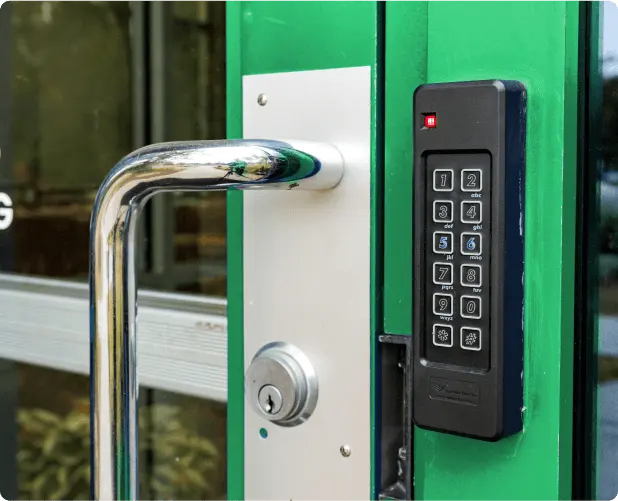Keypad access lock on a WareSpace entry door