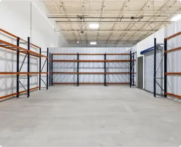 Organized small business inventory on industrial racking